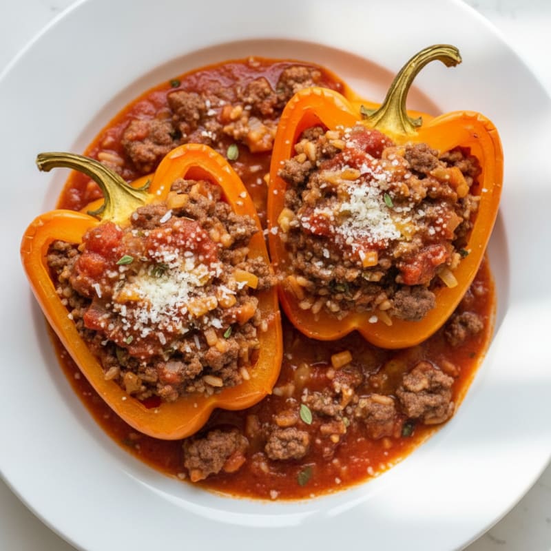 Beef and Rice Stuffed Bell Peppers
