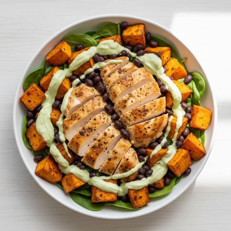 Golden Roasted Sweet Potato & Black Bean Bowl