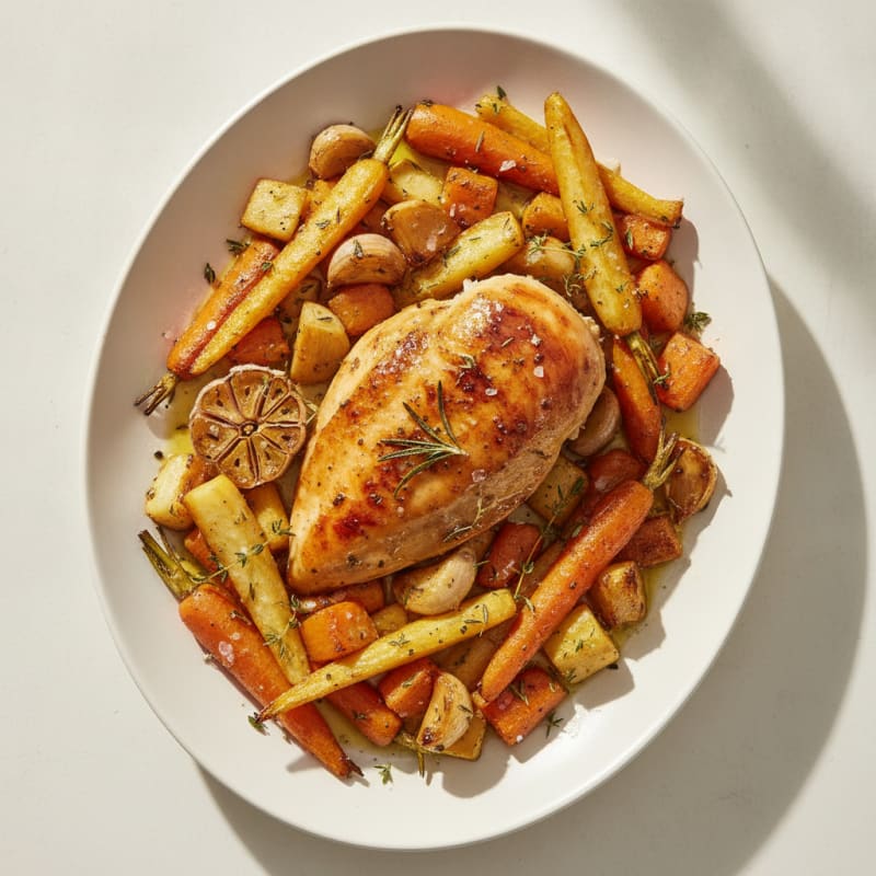 Garlic Herb Roasted Chicken with Root Vegetables