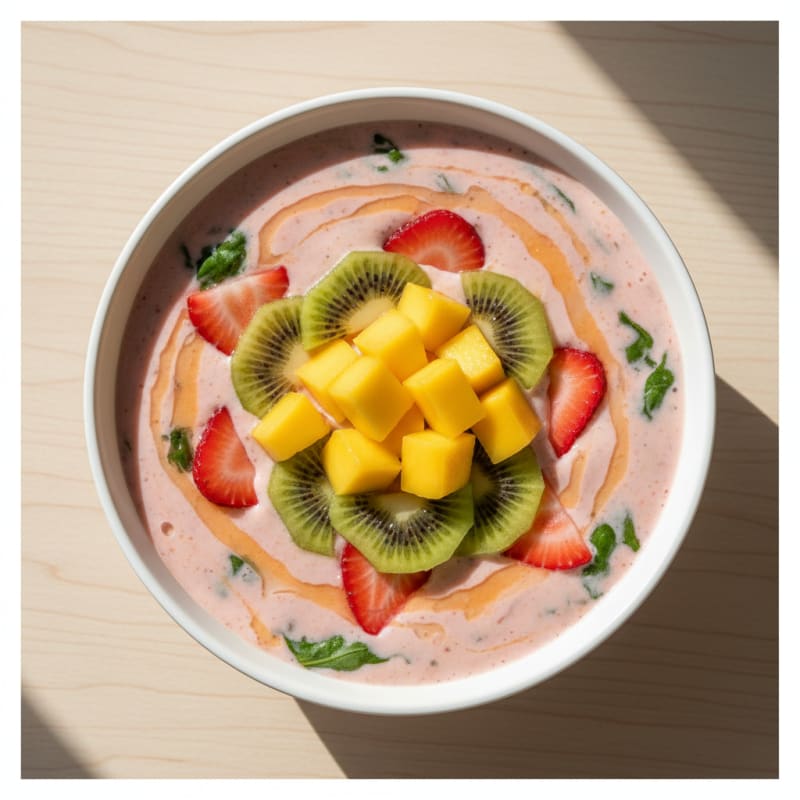 Whey Protein Berry Shake with Kiwi and Mango