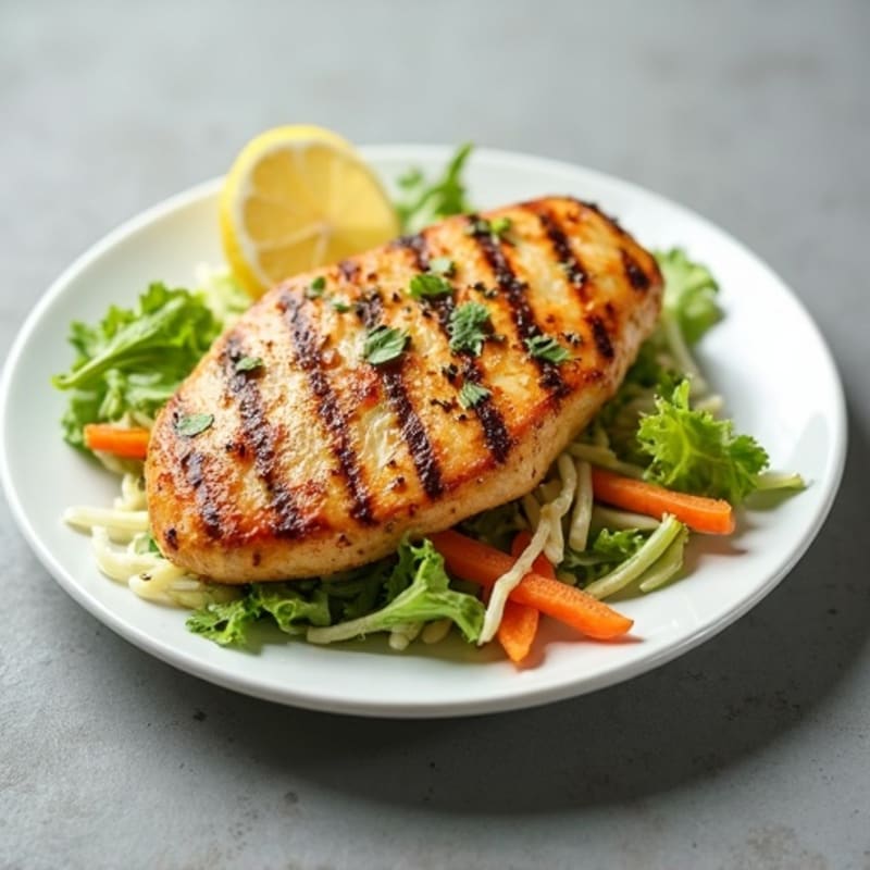 Grilled Chicken Breast with Crunchy Cabbage Slaw