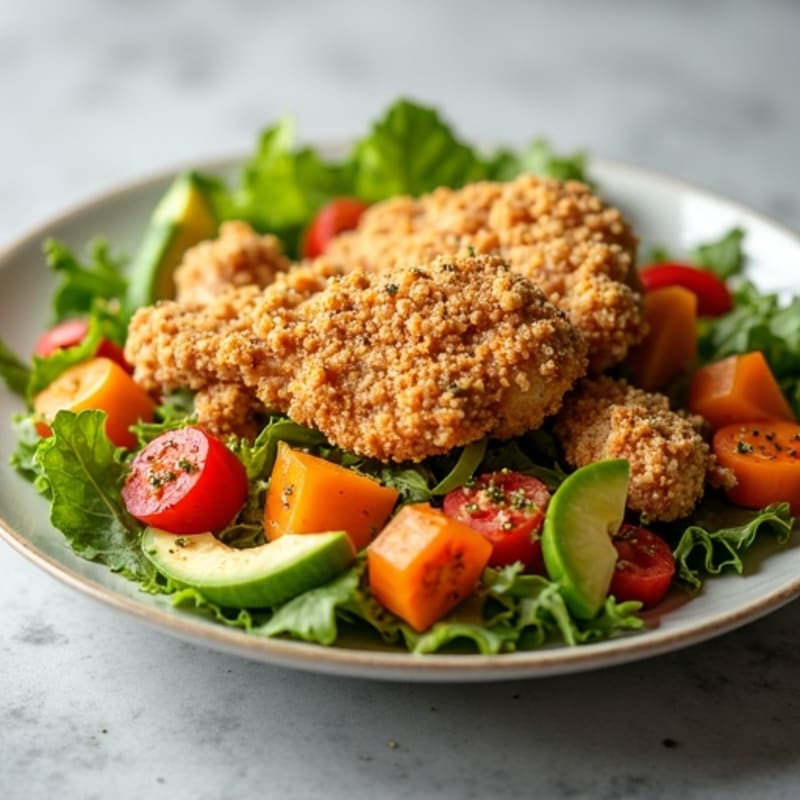Crispy Chicken and Crunchy Vegetable Salad with Sesame-Ginger Dressing