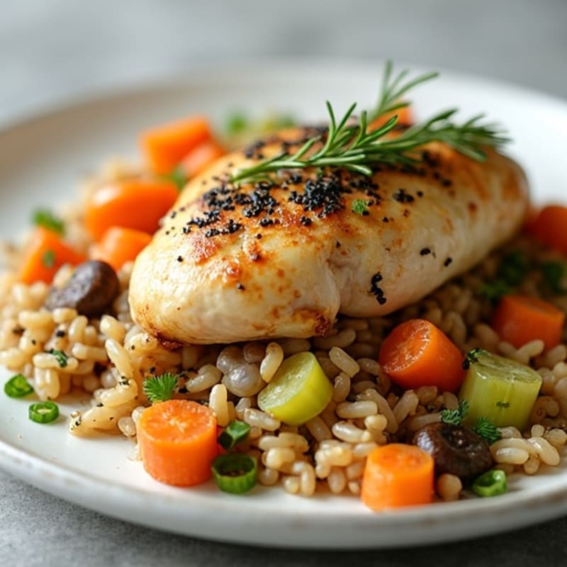 Herb-Roasted Chicken with Savory Wild Rice Stuffing
