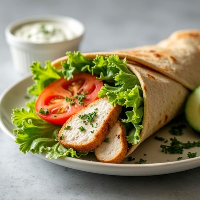 Grilled Chicken and Fresh Veggie Whole Wheat Wrap with Creamy Herb Dressing