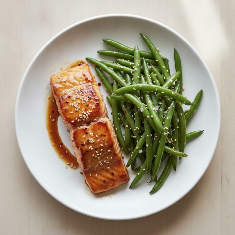 Teriyaki Glazed Salmon with Sesame Green Beans