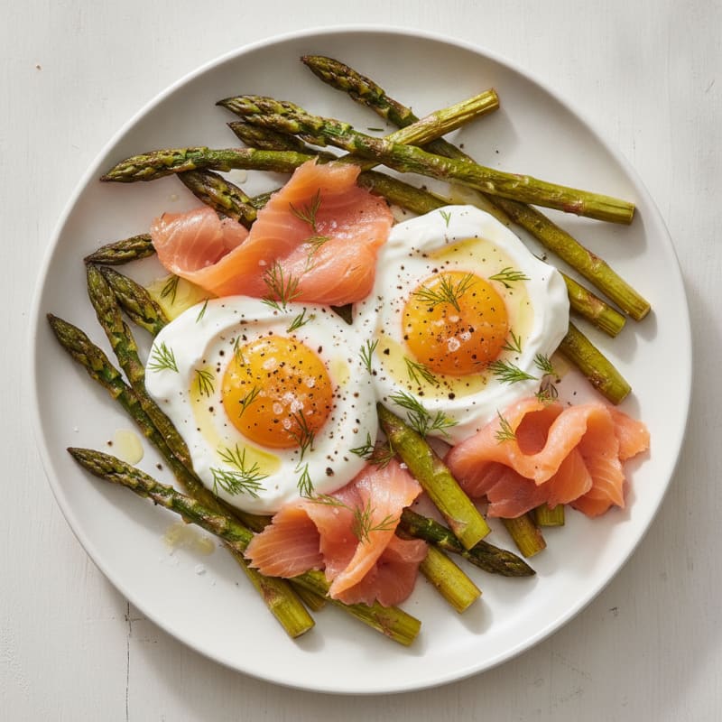 Baked Eggs with Roasted Asparagus