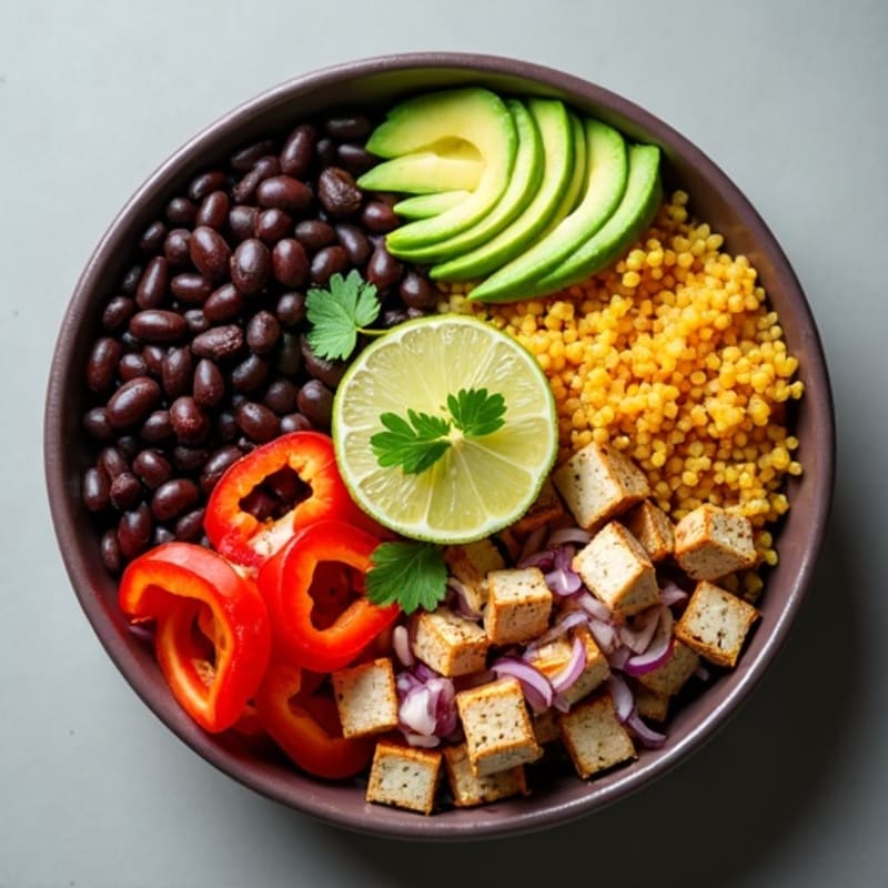 Hearty Black Bean Burrito Bowl with Fresh Avocado and Zesty Lime