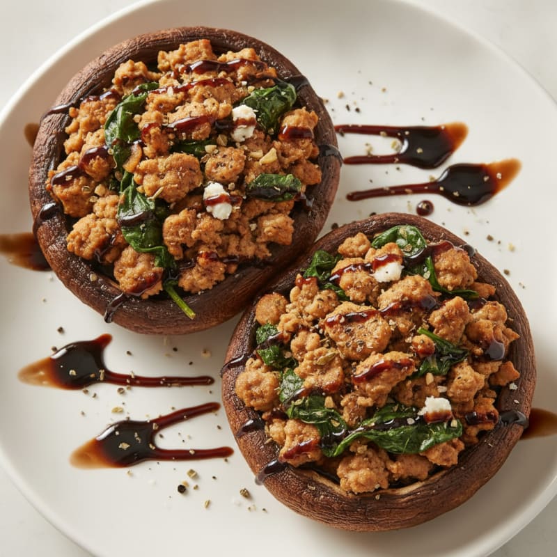 Herb-Stuffed Portobello Mushrooms with Balsamic Glaze