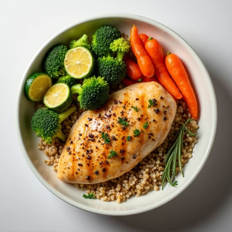 Herb-Roasted Chicken and Vegetable Quinoa Bowl