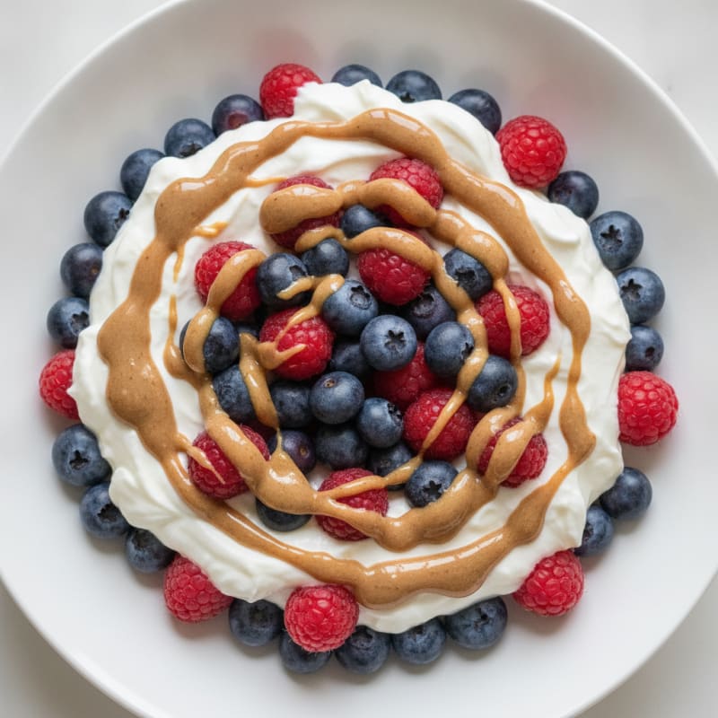 Greek Yogurt Protein Parfait with Almond Butter and Berries