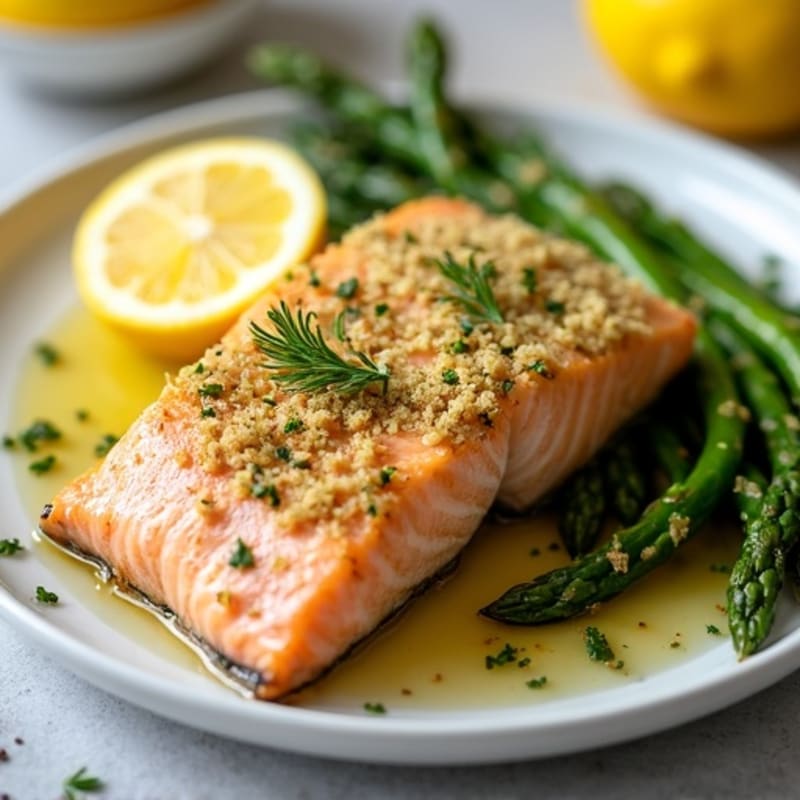 Herb-Crusted Baked Salmon with Lemon