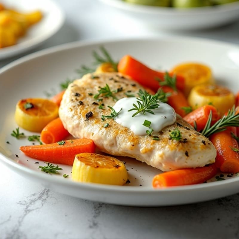 Creamy Lemon Herb Chicken with Roasted Root Vegetables