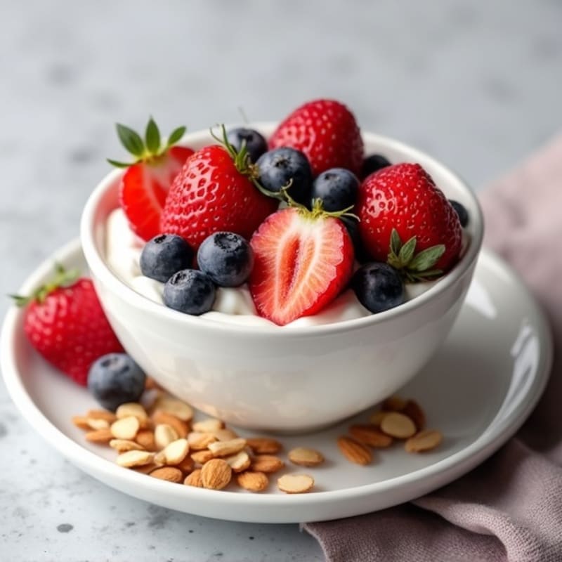 Silky Greek Yogurt with Protein Powder and Fresh Berries