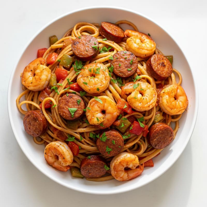Cajun Shrimp Linguine with Andouille Sausage