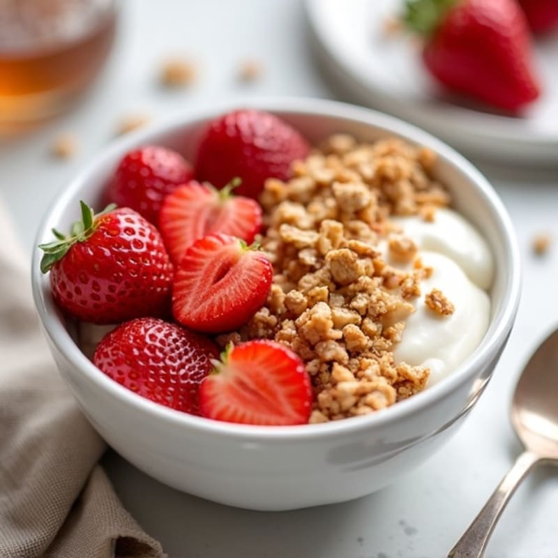 Creamy Greek Yogurt Protein Bowl with Fresh Strawberries and Almond Butter