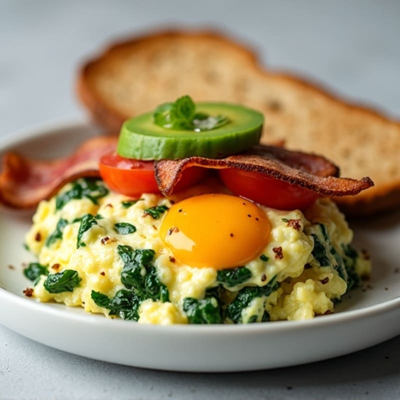 Egg White Scramble with Spinach and Turkey Bacon