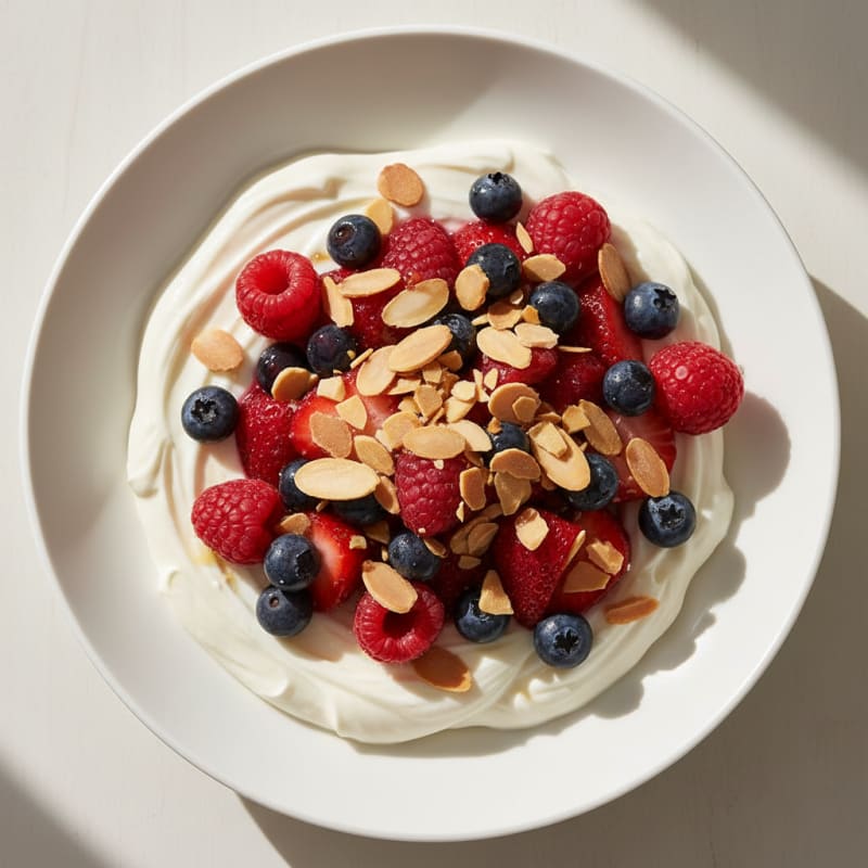 Greek Yogurt Protein Bowl with Mixed Berries and Almonds