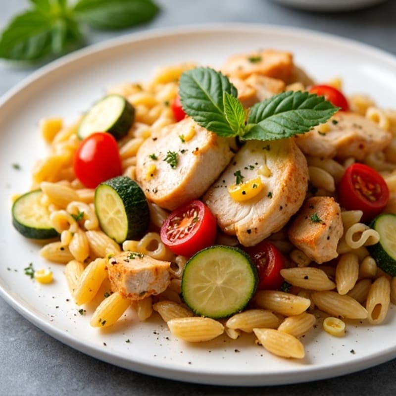 Lemon-Garlic Chicken and Roasted Vegetable Pasta