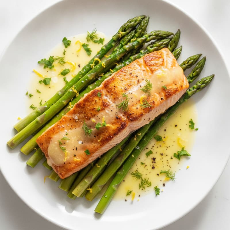 Baked Salmon with Lemon-Herb Asparagus