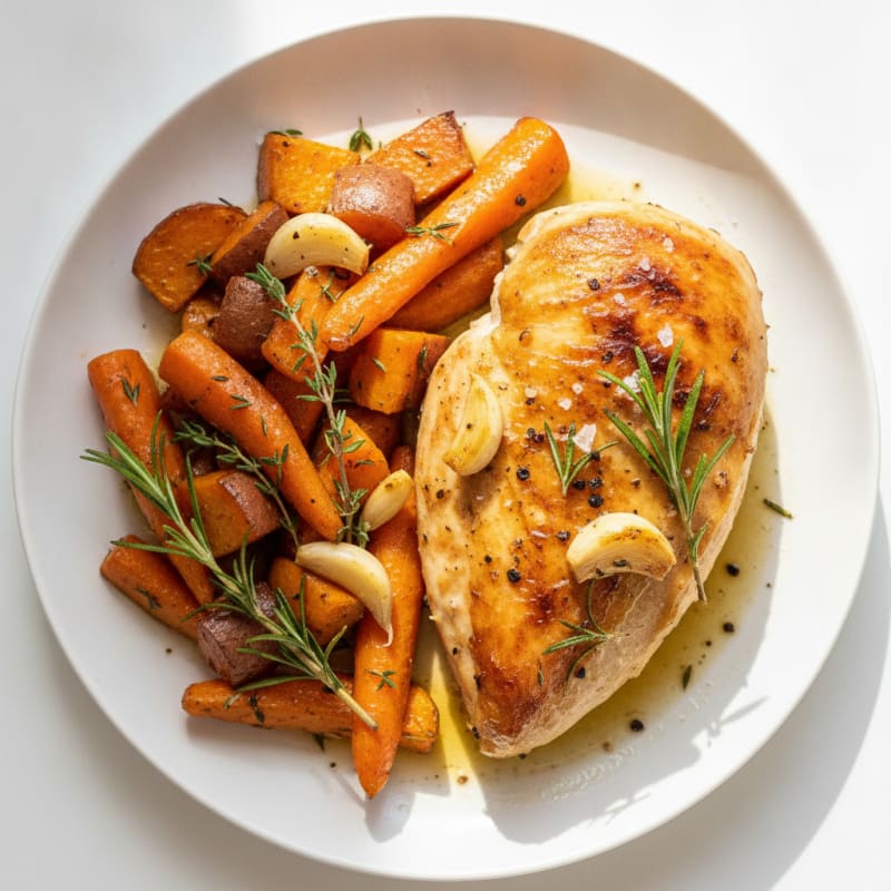 Garlic Herb Roasted Chicken with Root Vegetables