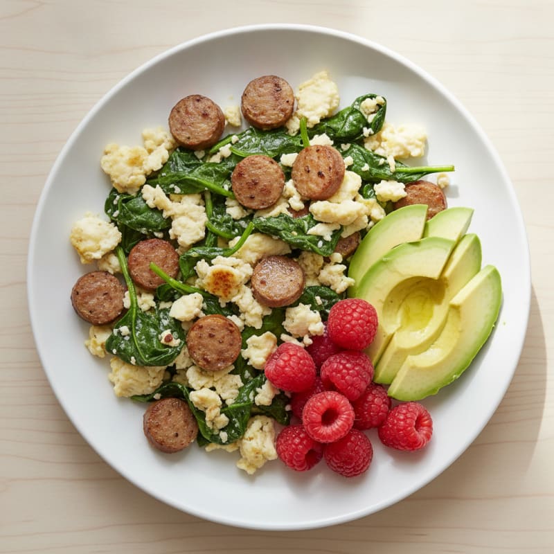 Egg White Scramble with Spinach and Turkey Sausage