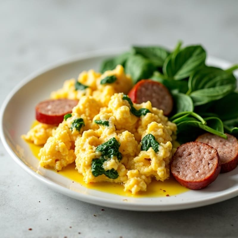 Egg White and Turkey Sausage Scramble with Spinach
