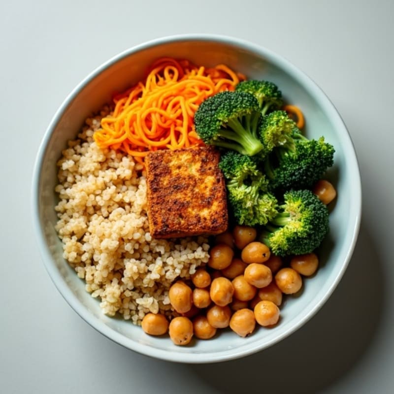 Crispy Tofu and Quinoa Power Bowl with Roasted Broccoli