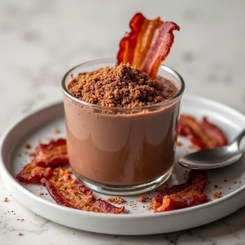 Creamy Chocolate Protein Pudding with Crispy Bacon Crumble