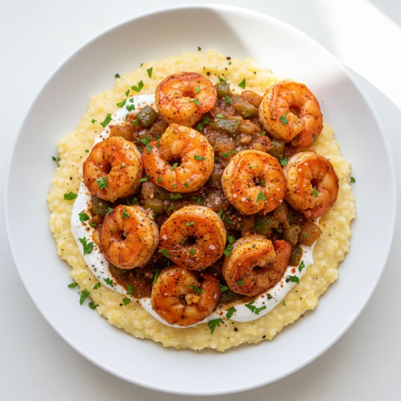 Zesty Cajun Shrimp and Creamy Grits