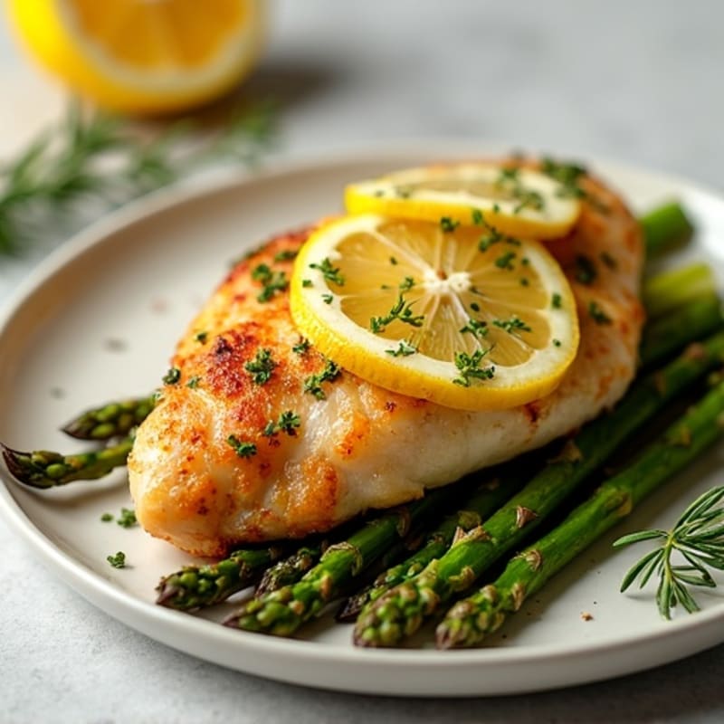 Crispy Lemon-Herb Baked Chicken with Roasted Asparagus