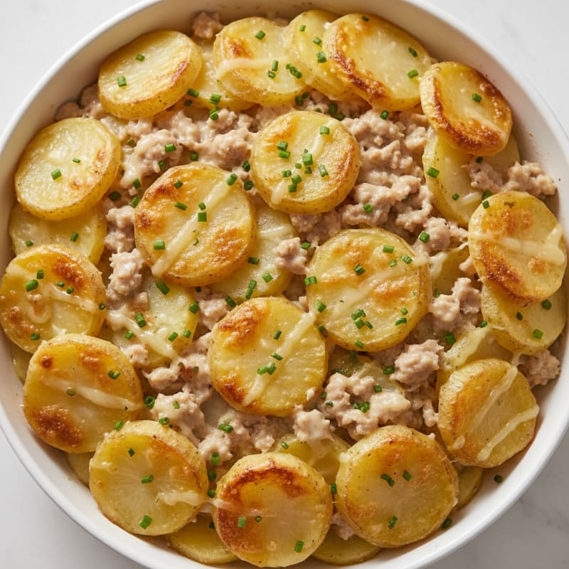 Creamy Golden Scalloped Potatoes with Chives