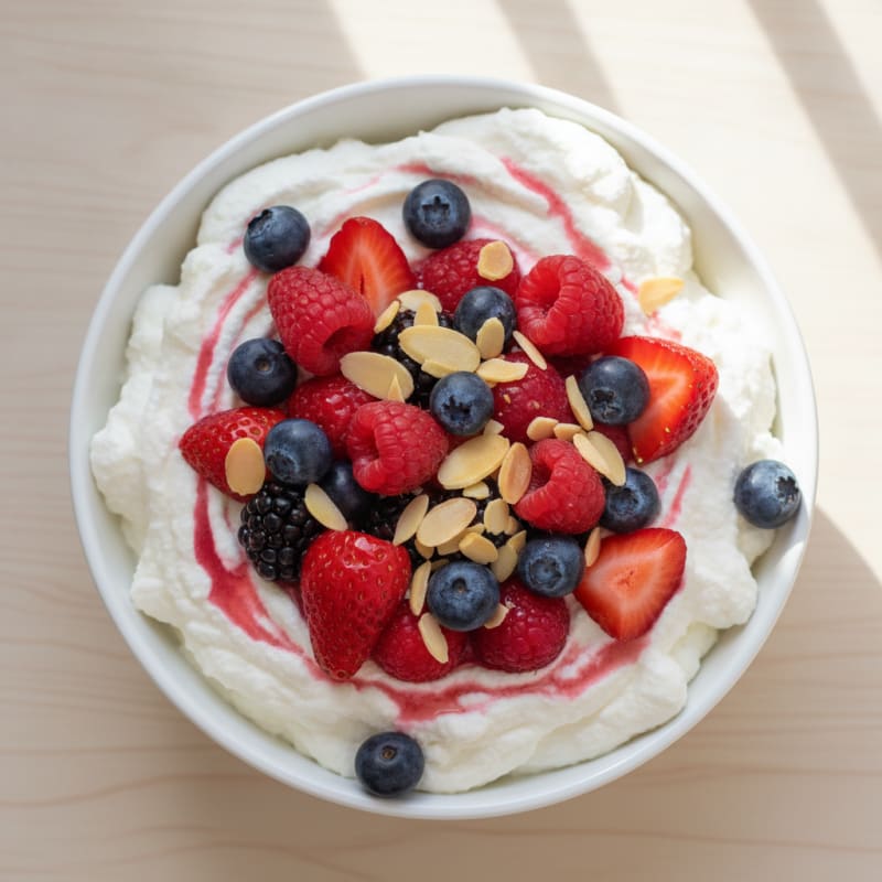 Greek Yogurt Protein Mousse with Mixed Berries