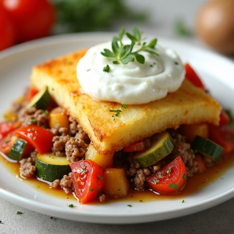 Savory Lean Ground Beef and Hearty Vegetable Bake with Creamy Potato Topping