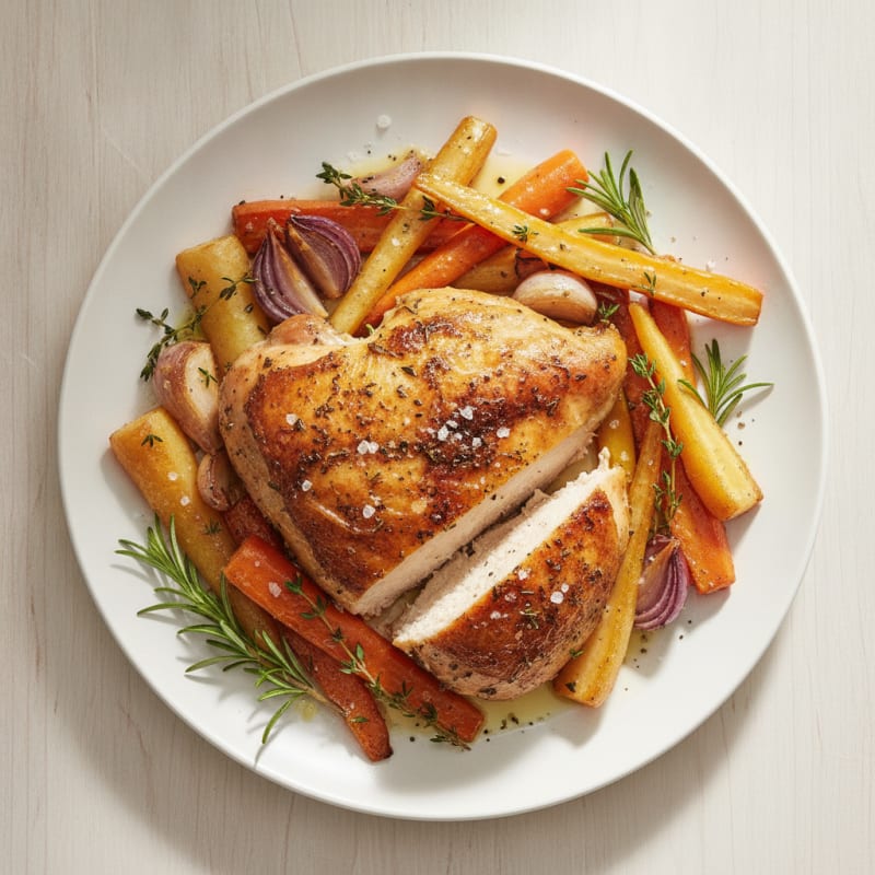 Garlic Herb Roasted Chicken with Root Vegetables
