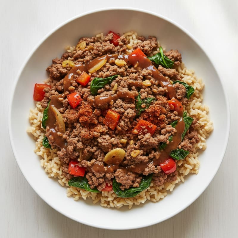 Ground Beef and Brown Rice Bowl