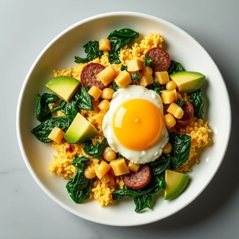 Egg White Scramble with Spinach and Turkey Sausage