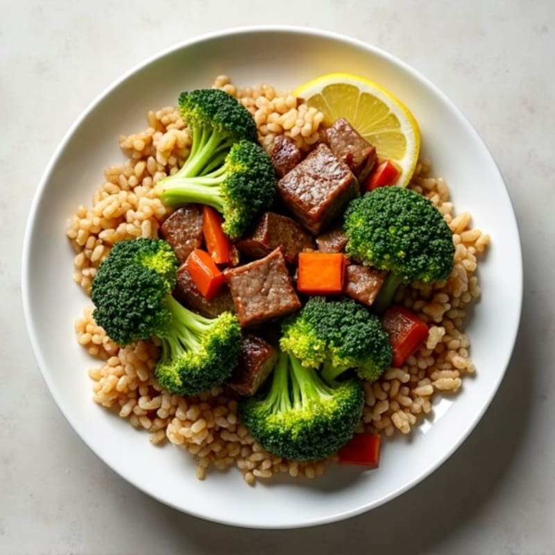 Lean Beef and Crisp Broccoli Stir-Fry with Brown Rice
