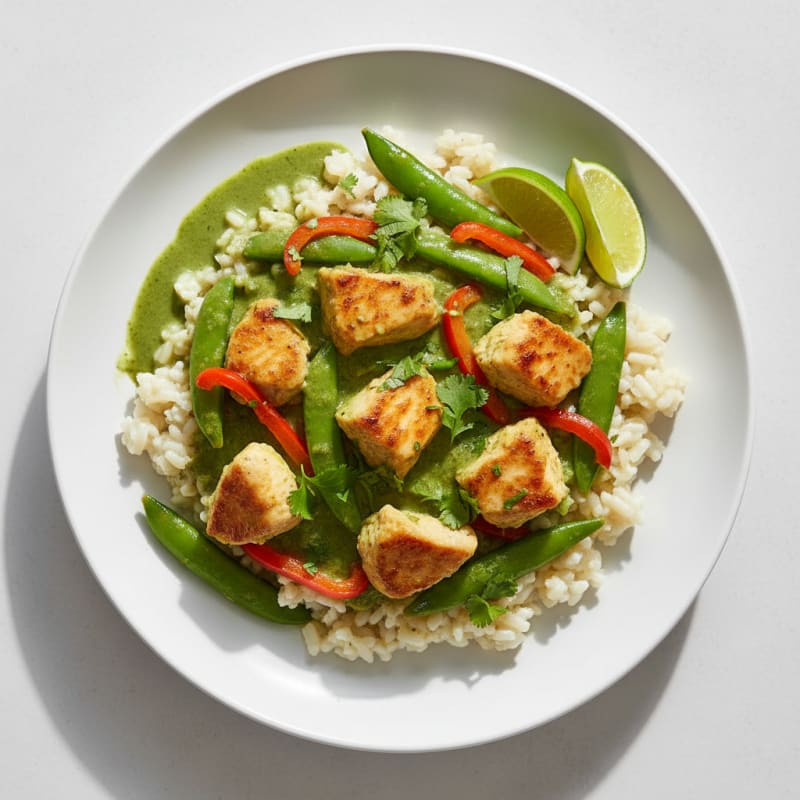 Green Curry Chicken with Coconut Rice