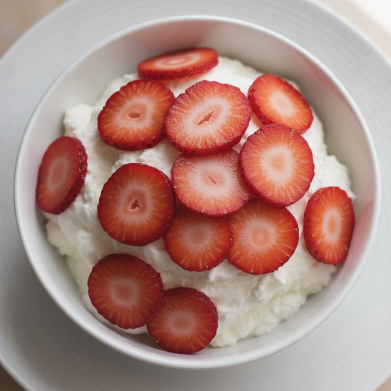 Creamy Protein Yogurt with Sliced Strawberries