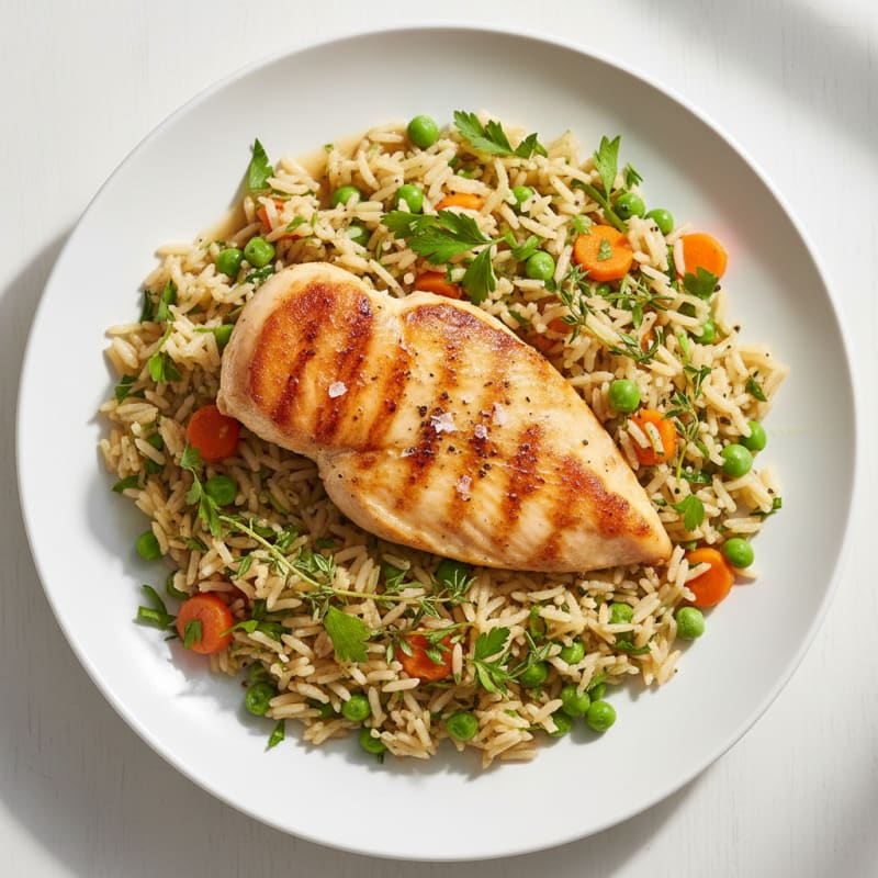Savory Herb Rice Pilaf with Seared Chicken