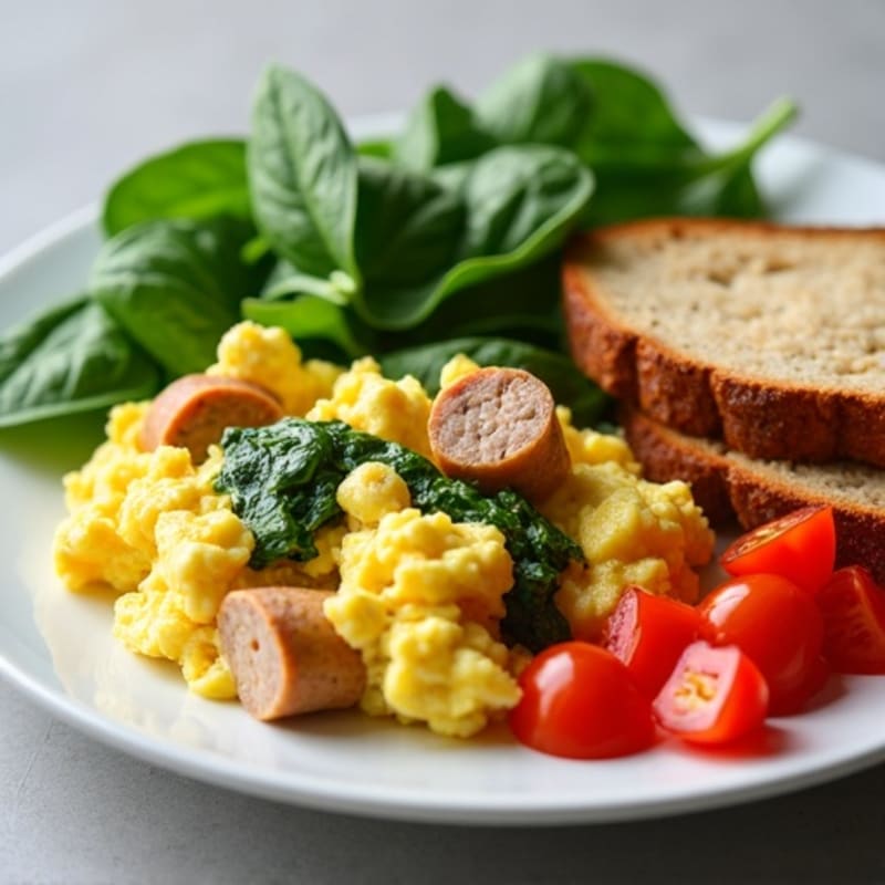 Egg White Scramble with Spinach and Turkey Sausage