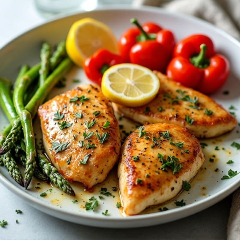Sheet Pan Lemon Herb Chicken with Crispy Asparagus and Bell Peppers