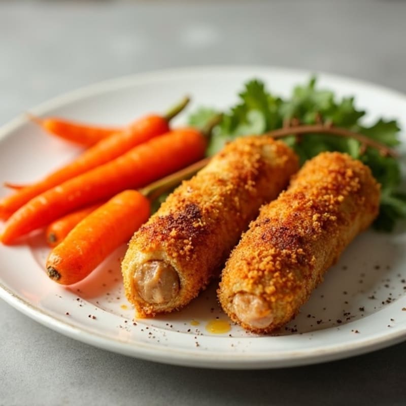 Crispy Baked Cornmeal-Crusted Chicken Sausage with Roasted Carrot