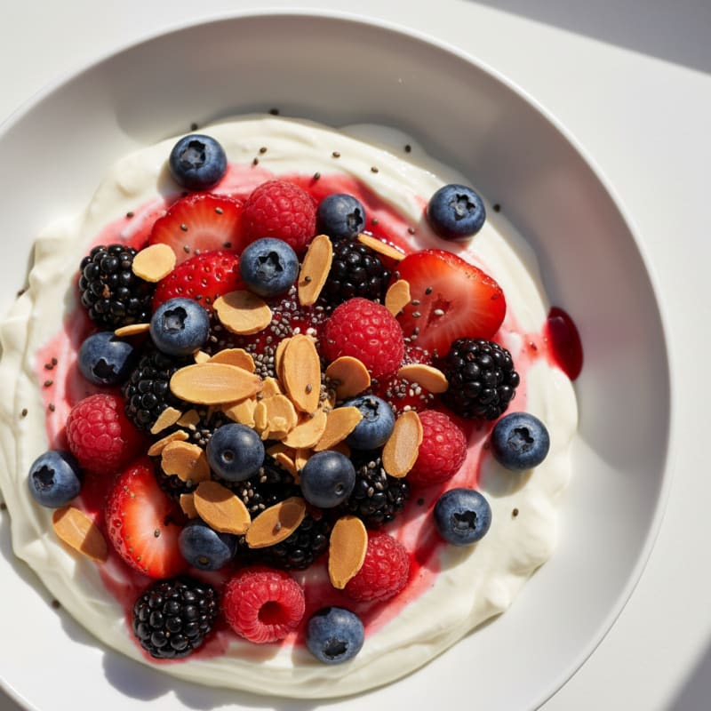 Silky Greek Yogurt Protein Pudding with Mixed Berries