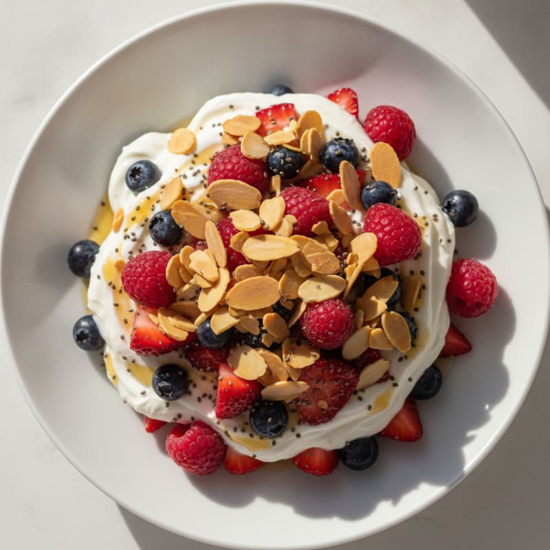 Greek Yogurt Protein Parfait with Mixed Berries