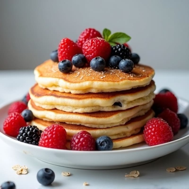 Fluffy Protein Pancakes with Fresh Berries