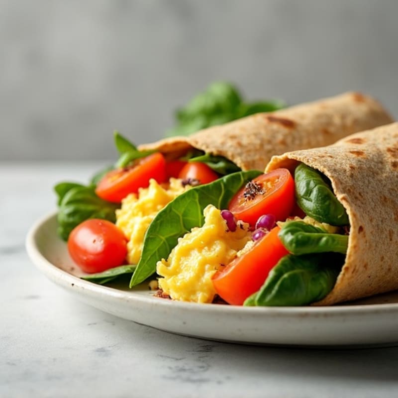 Creamy Scrambled Egg and Fresh Veggie Wrap