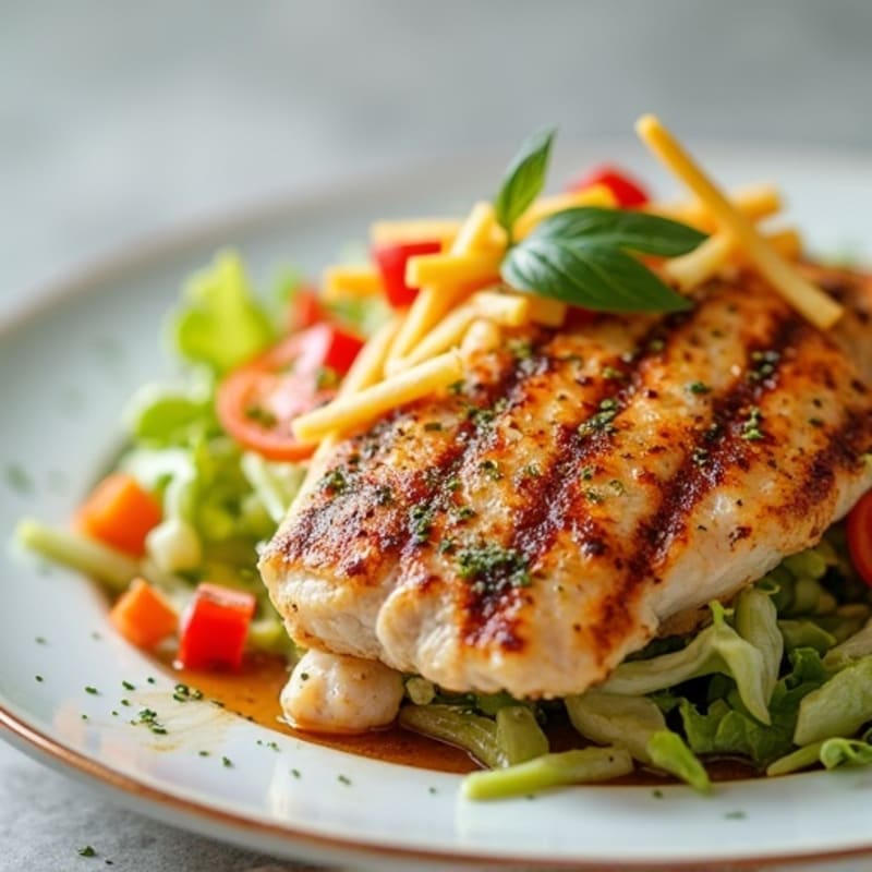 Grilled Chicken Breast with Crunchy Cabbage Slaw