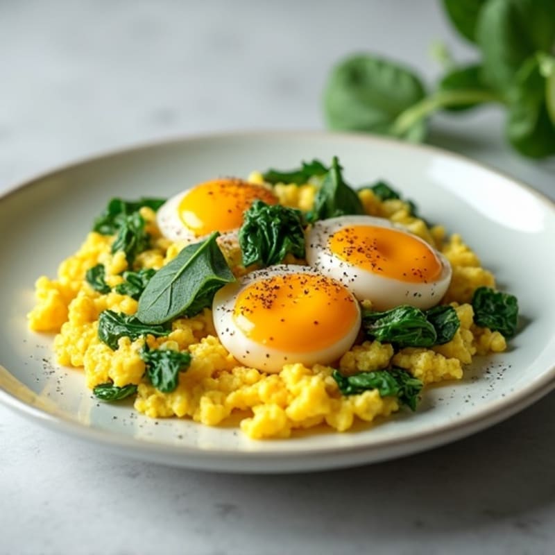 Quick Scrambled Eggs with Fresh Spinach