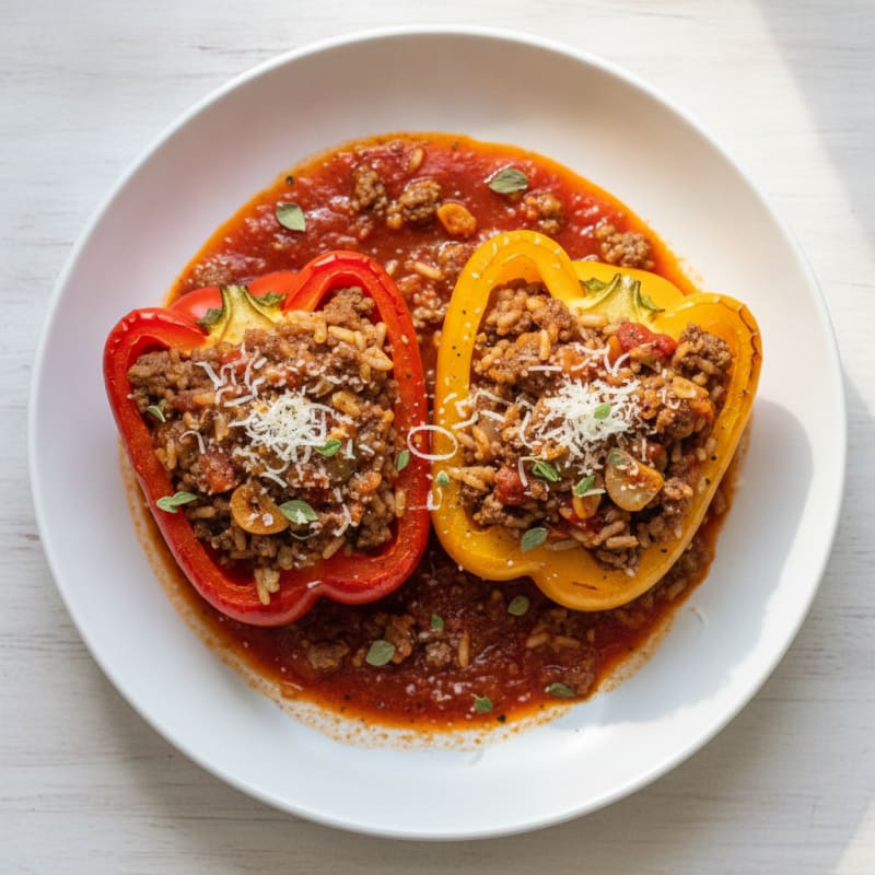 Ground Beef and Rice Stuffed Peppers